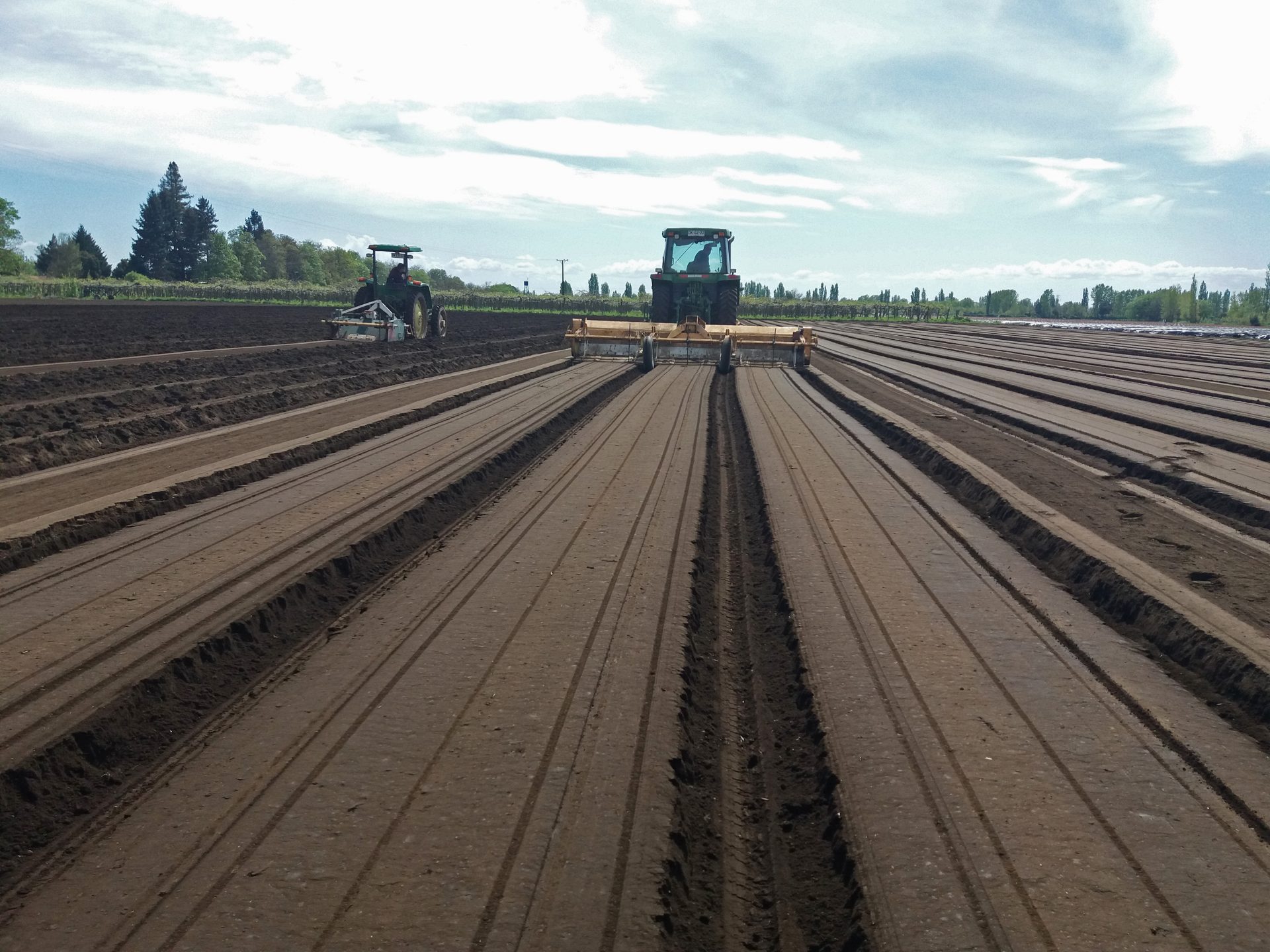 equipment creating crop rows